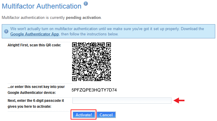 google authenticator key