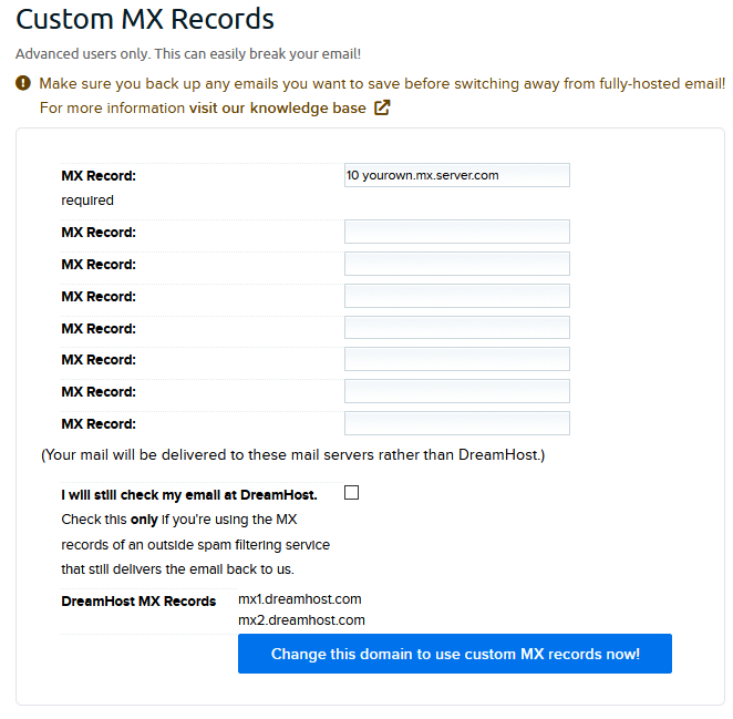 change mx records