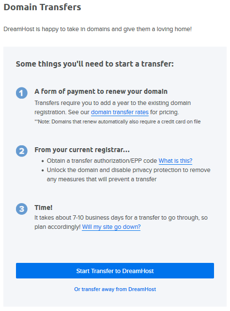How Do I Transfer My Domain Registration To Dreamhost Dreamhost Knowledge Base
