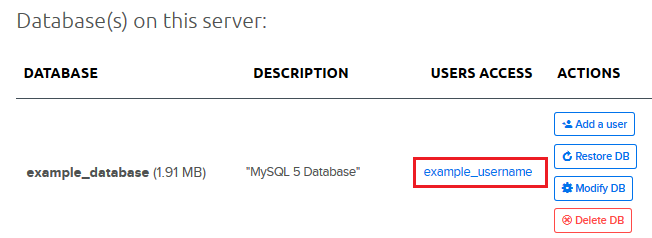 Delete database user
