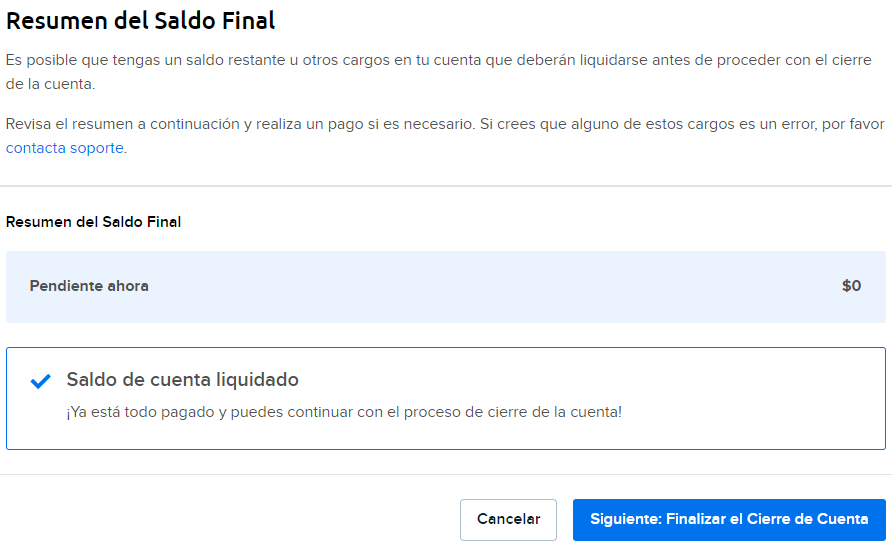 Closing a Shared hosting plan