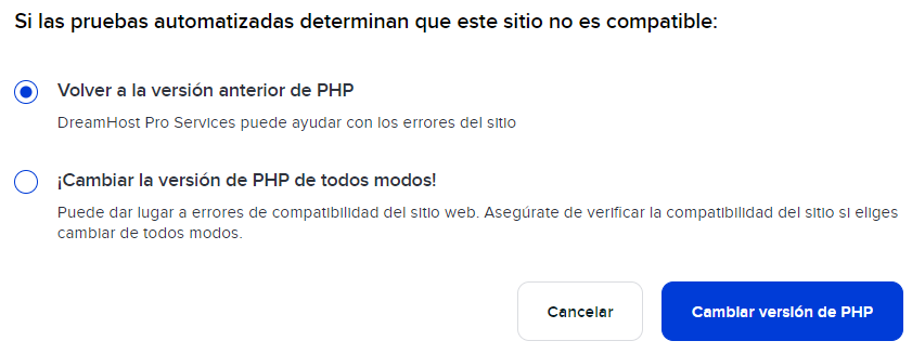 ES Change PHP version
