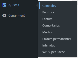 ES WordPress settings general