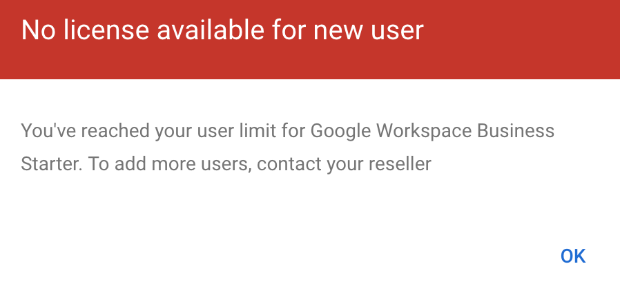 Google Workspace no license