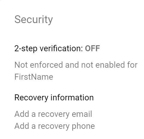 recovery info