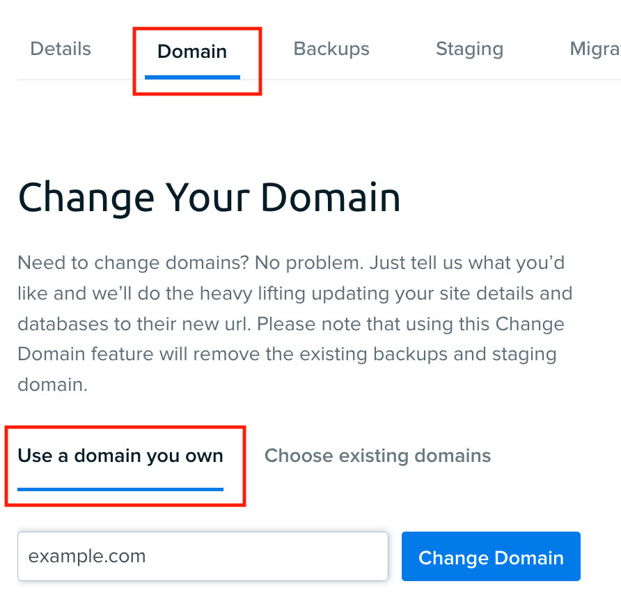 DreamPress change domain