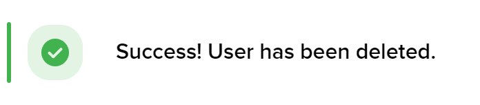 Delete user success message