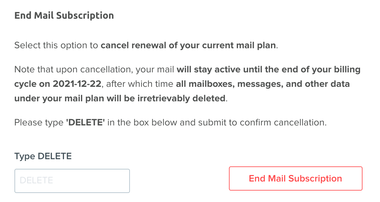 cancel mail subscription