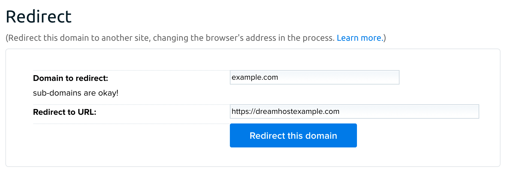 Redirect domain
