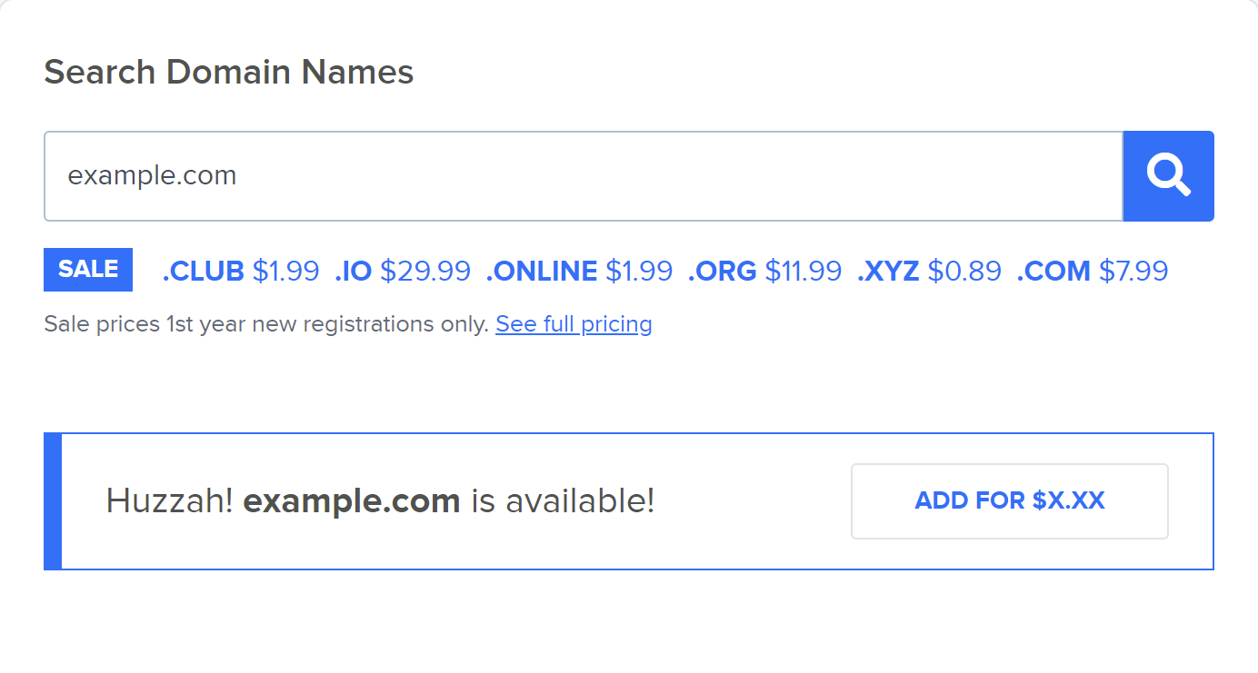 Domain registration search