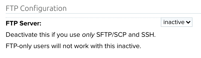 Disable FTP on a VPS