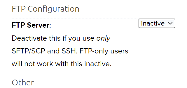 Disable FTP