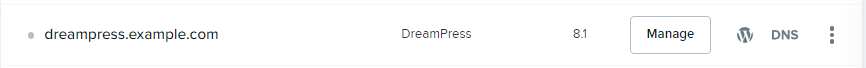 DreamPress Manage button