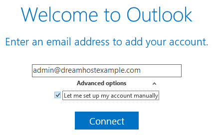 configure a dreamhost email account in outlook for mac