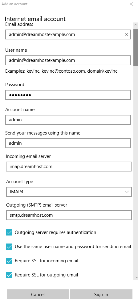 what is my mail server name in dreamhost