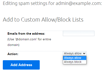adding allow or block list to single address